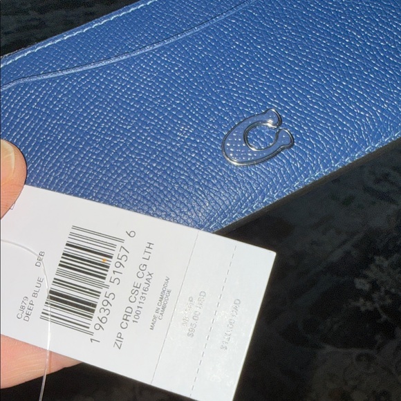 Coach Navy Leather Card Case - Picture 2 of 10